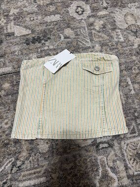 Zara Striped tube top — Mint Green & Cream